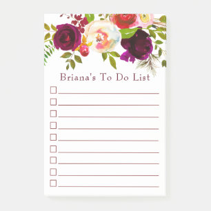 Elegante Burgundy Blorbride zu tun Liste Post-it Klebezettel