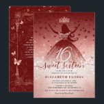 Elegante Burgundy Blume Rose Gold Sweet 16 Einladung<br><div class="desc">Einzigartige, elegante DIY Rose Gold süße 16 Einladungen, die für Ihre Geburtstagsparty leicht personalisiert werden können! Die luxuriöse Design-Hand illustriert von Raphaela Wilson besticht durch eine Mischung aus hellrot und dunkelbordeauxrot mit goldenen Akzenten der Rose. Glitzer Schmetterling Konfetti, eine Prinzessenkrone und andere Kunstelemente fügen diese blumengeschmückten Quinceanera süße 16 Einladungen...</div>