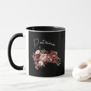 Elegante Burgundy-Blume Tasse