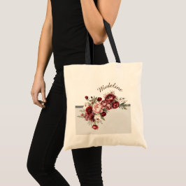 Elegante Burgundy-Blume Tragetasche