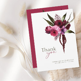 Elegante Burgundy Blumenkarte Dankeschön Karte