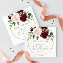 Elegante Burgundy Blush Bloral Gold Rentirement