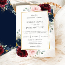 Elegante Burgundy Blush Blue Rose Blumenhochzeit