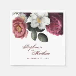 Elegante Burgundy Blush Botanische Hochzeit Serviette
