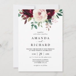 Elegante Burgundy Blush Pink Floral Wedding Einladung