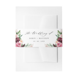 Elegante Burgundy Blush Pink Floral Wedding Einladungsbanderole