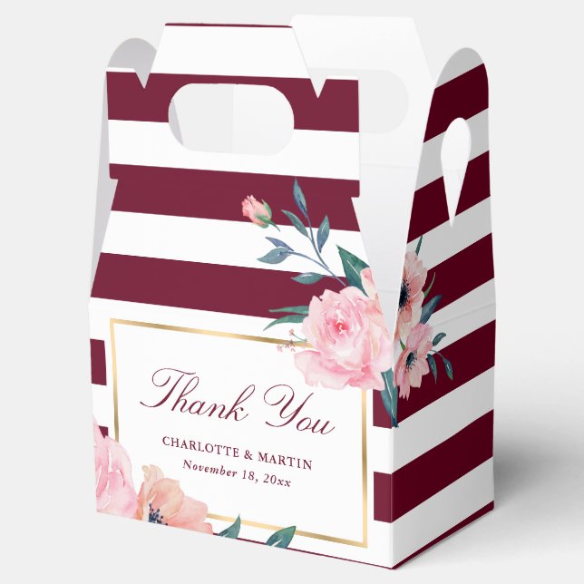 Elegante Burgundy Blush Pink Floral Wedding Geschenkschachtel (Geöffnet)