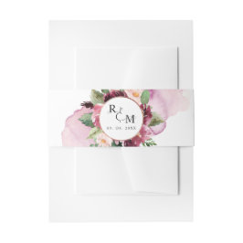 Elegante Burgundy Blush Pink Monogram Wedding Einladungsbanderole