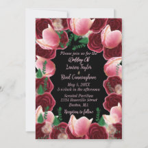 Elegante Burgundy & Blush Pink Rose Black Wedding