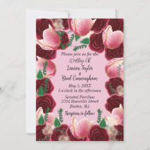 Elegante Burgundy & Blush Pink Rose Pink Wedding