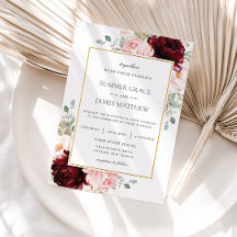 Elegante Burgundy Blush Pink Roses Blumenhochzeit