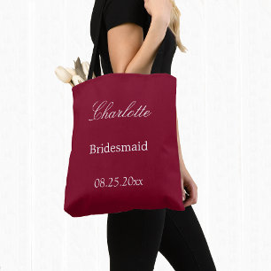 Elegante Burgundy Bridesmaid Tote Bag Tasche