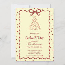 Élégante Burgundy & Cream Invitation de Noël