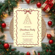 Élégante Burgundy & Cream Invitation de Noël