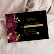 Elegante Burgundy Floral Gold Black Wedding