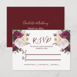 Elegante Burgundy Floral UAWG Response Card RSVP Karte