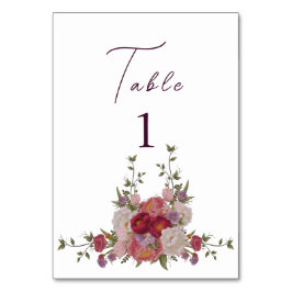 Elegante Burgundy Forest Blume Hochzeit Tischnummer