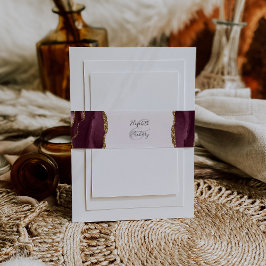 Elegante Burgundy Gold Agate Blush Pink Wedding Einladungsbanderole