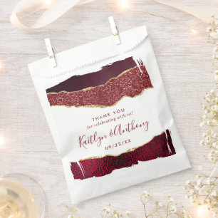 Elegante Burgundy & Gold Agate Wedding Geschenktütchen