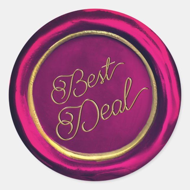 Elegante Burgundy Gold Best Deal Wax Siegel Sticke Runder Aufkleber (Vorderseite)