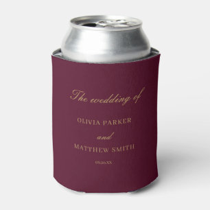 Elegante Burgundy Gold Minimalistisch Wedding Dosenkühler