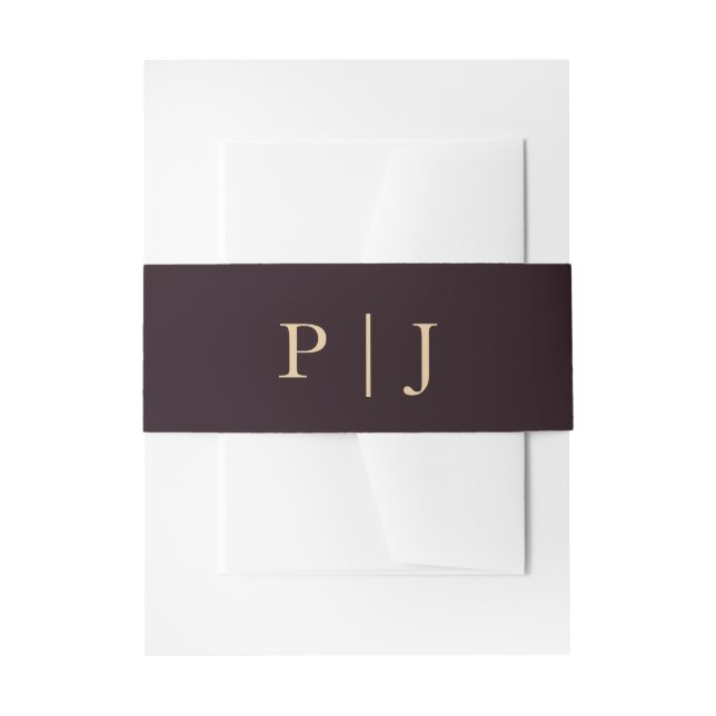 Elegante Burgundy Gold Monogram Wedding Einladungsbanderole (Vorderseite Beispiel)
