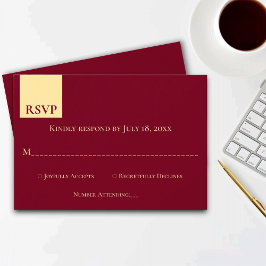Elegante Burgundy Gold Typografy Classy Wedding RSVP Karte