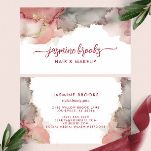 Elegante Burgundy Gold Watercolor Visitenkarte