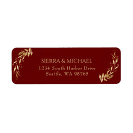 Elegante Burgundy Gold Wedding Rücksendeadresse