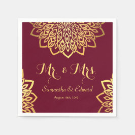 Elegante Burgundy Gold Wedding Serviette