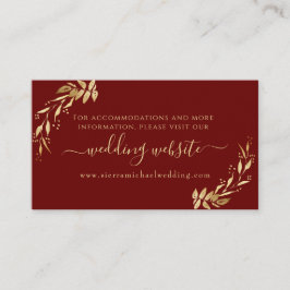Elegante Burgundy Golden Foliage Hochzeitsseite Begleitkarte