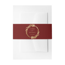 Elegante Burgundy Golden Foliage Wedding Einladungsbanderole