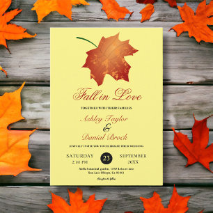 Elegante Burgundy Herbstlaubs Yellow Floral Weddin Einladung