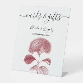 Elegante Burgundy Hydrangea Hochzeitskarten & Gesc Sockelschild