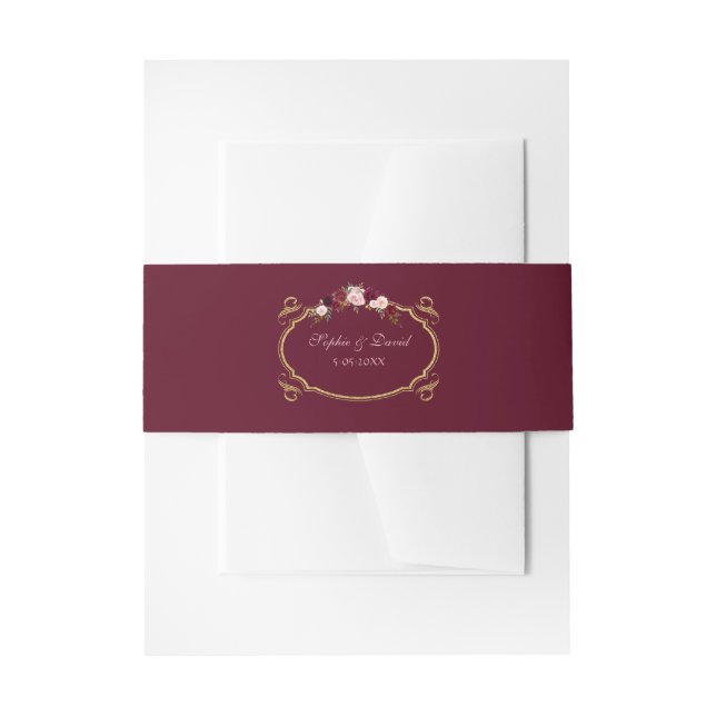 Elegante Burgundy Marsala Hochzeit im Herbst Einladungsbanderole (Vorderseite Beispiel)
