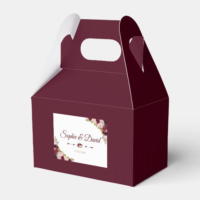 Elegante Burgundy Marsala Hochzeit im Herbst Geschenkschachtel (Vorderseite)
