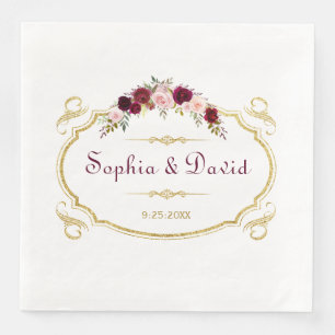 Elegante Burgundy Marsala Hochzeit im Herbst Serviette