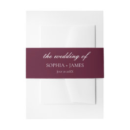 Elegante Burgundy Minimalistisch Wedding Einladungsbanderole