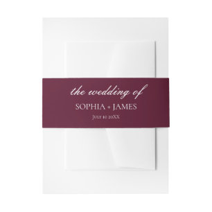 Elegante Burgundy Minimalistisch Wedding Einladungsbanderole