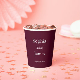 Elegante Burgundy Minimalistisch Wedding Pappbecher