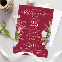 Elegante Burgundy Pension Blumengestein Einladung