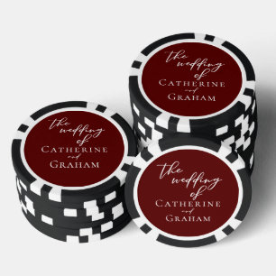 Elegante Burgundy Personalisiert Wedding Pokerchips