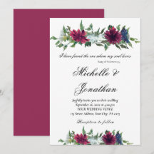 Elegante Burgundy Red Blue Floral Christlich Weddi