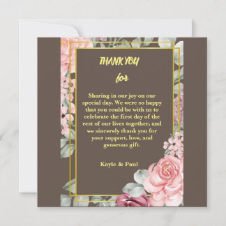 Elegante Burgundy Rosa Blush Bloral Wedding Dankeskarte