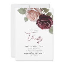 Elegante Burgundy Rose Einladung zur Hochzeitsfeie