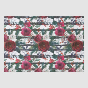 Elegante Burgundy Rose Grosses Strip Weihnachten Seidenpapier