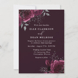 Elegante Burgundy-Rose Hochzeit Einladung