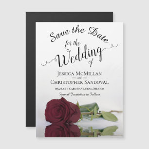 Elegante Burgundy-Rose Hochzeit Speichern Sie das  Magnetkarte