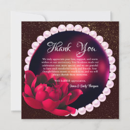 Elegante Burgundy Rose Pearl Wedding Anniversary Dankeskarte