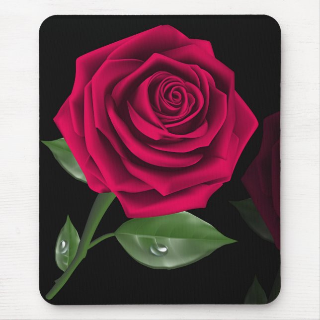 Elegante Burgundy Rote Rose Blume Mousepad (Vorne)